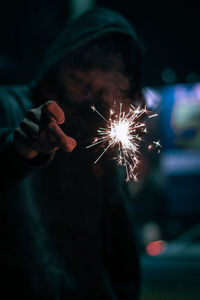 Firework display at night