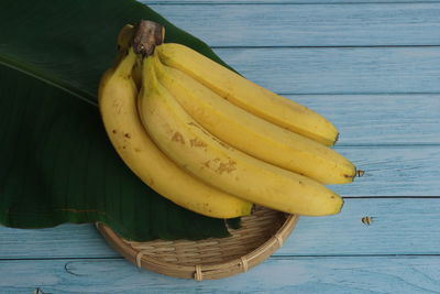 High angle view of bananas on table