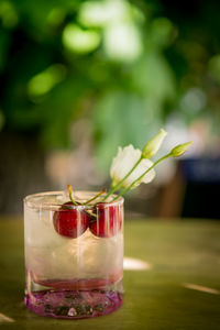 Close-up of wine glass on table