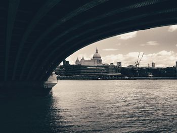 View of cityscape with river in background