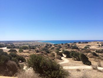 Scenic view of sea against clear sky
