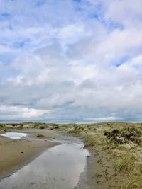 Scenic view of beach against sky