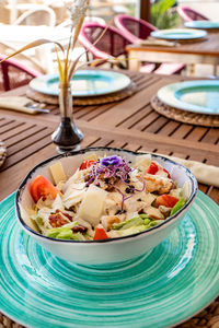Close-up of food in plate on table