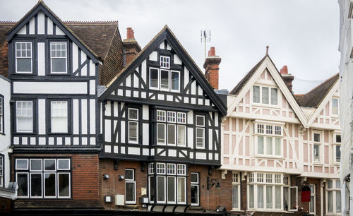 The frontage of tudor buildings in canterbury, kent, uk