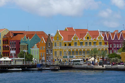 Houses in city against sky