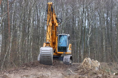 Excavator in the woods