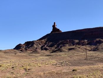 Rock formations on landscape against clear sky