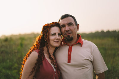 Portrait of a happy couple, woman and man. an adult married couple.