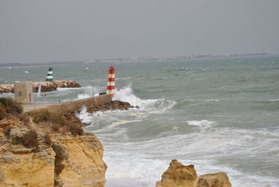 Scenic view of sea against clear sky