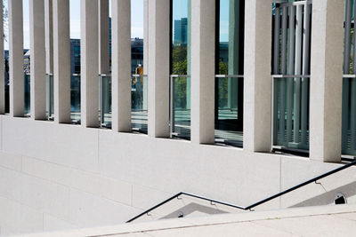 Reflection of building on glass window