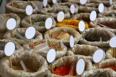 Full frame shot of spices for sale at market stall