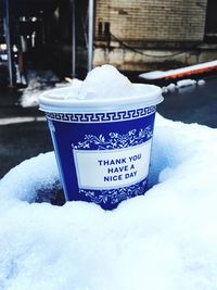 Close-up of ice cream in snow