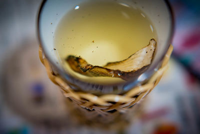 High angle view of drink in glass