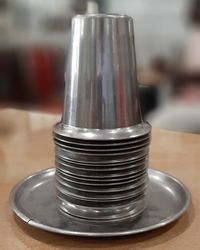 Close-up of beer glass on table