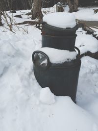 Snow covered trees on snow covered field