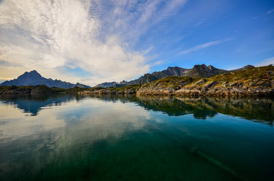 Panoramic view of lake against sky