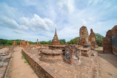 Panoramic view of old temple building against sky