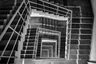 High angle view of spiral staircase of building