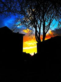 Silhouette trees against sky during sunset