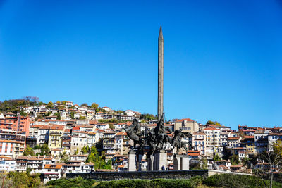 Cityscape against blue sky