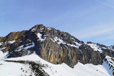 Scenic view of snow covered mountains against sky