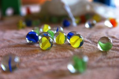 Close-up of glass marbles