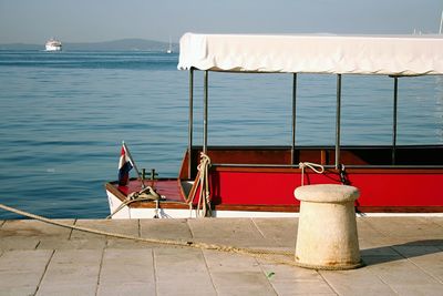 Close-up of boats in water