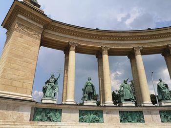 Low angle view of historical building against cloudy sky