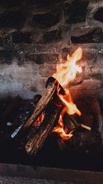 Close-up of bonfire at night