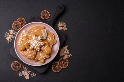 High angle view of food on table