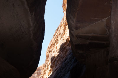 Low angle view of rock formations