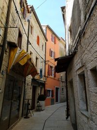 Low angle view of houses amidst buildings in city