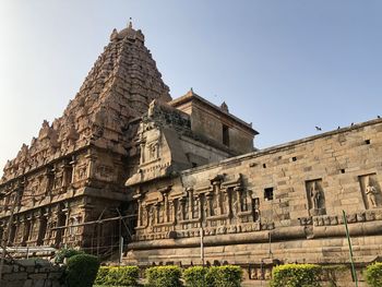 Low angle view of historical building against clear sky