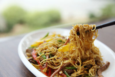 Close-up of food served in plate