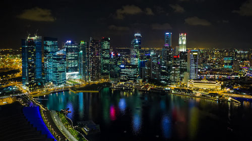 Illuminated city at night