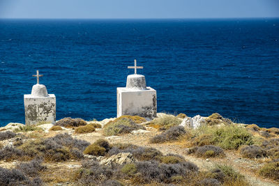 Scenic view of sea against clear sky