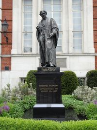 Statue of woman in park