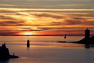 Sunset over calm sea