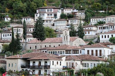 Buildings in town at albania