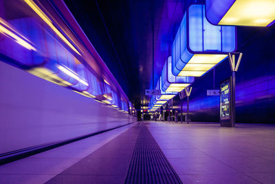 Illuminated subway station