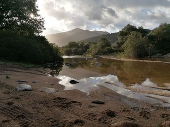 Scenic view of lake against sky