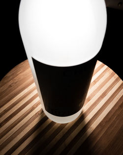 High angle view of coffee cup on table