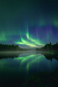 Scenic view of river against sky at night