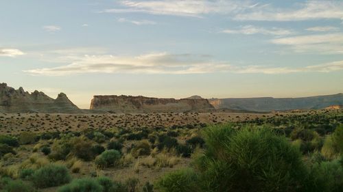 Scenic view of desert against sky