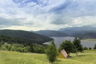 Scenic view of mountains against sky