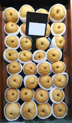 High angle view of macaroons on table