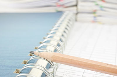 Close-up of books on table