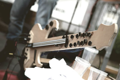 Close-up of guitar against blurred background