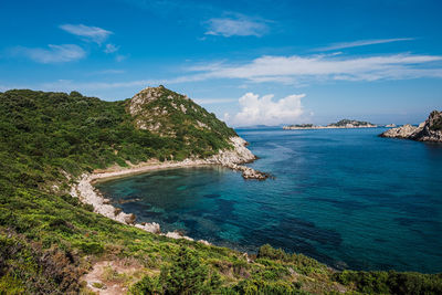 Scenic view of bay against sky