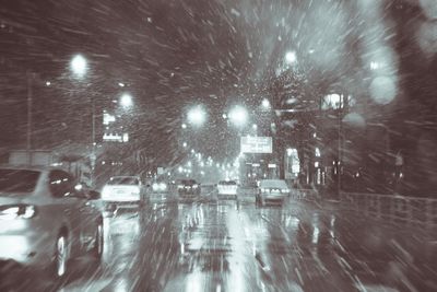 View of illuminated lights at night